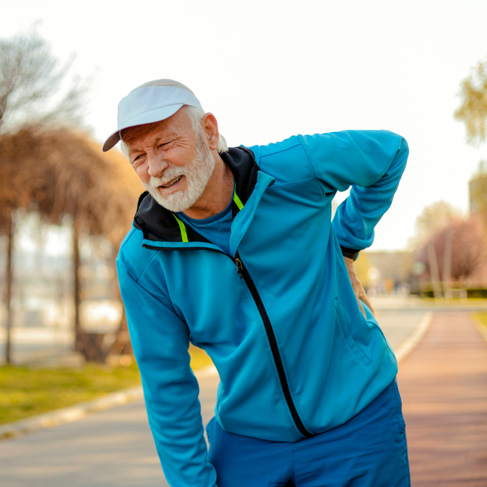 Man with tailbone pain, back pain, pelvic floor pain